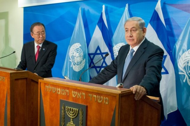 Secretary-General Ban Ki-moon (left) jointly addresses journalists with Benjamin Netanyahu, Prime Minister of Israel, in Jerusalem, on Oct. 13, 2014. Credit: UN Photo/Eskinder Debebe