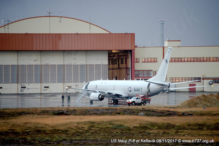 Photo: U.S. Navy Poseidon P-8A at Keflavik. 8 November 2017. Credit: b737.org.uk