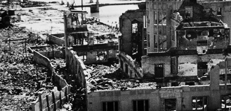 Photo: The remains of the Prefectural Industry Promotion Building, after the dropping of the atomic bomb, in Hiroshima, Japan. This site was later preserved as a monument. UN Photo/DB