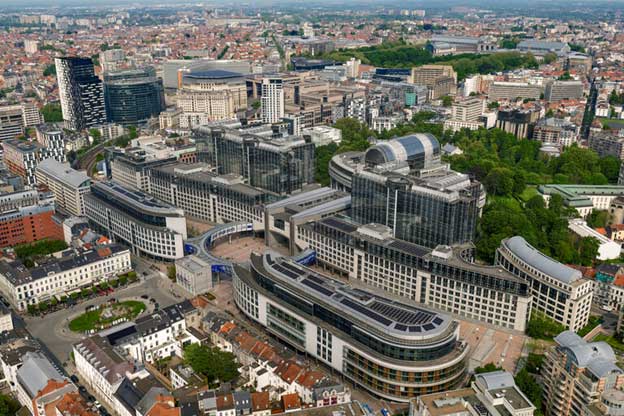 Aerial view of the European Parliament in Brussels