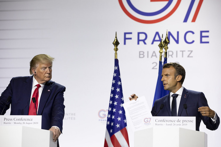 Photo: U.S. President Donald Trump and French President Emmanuel Macron at a joint press conference at the G7 summit in Biarritz, France. Credit: G7 France