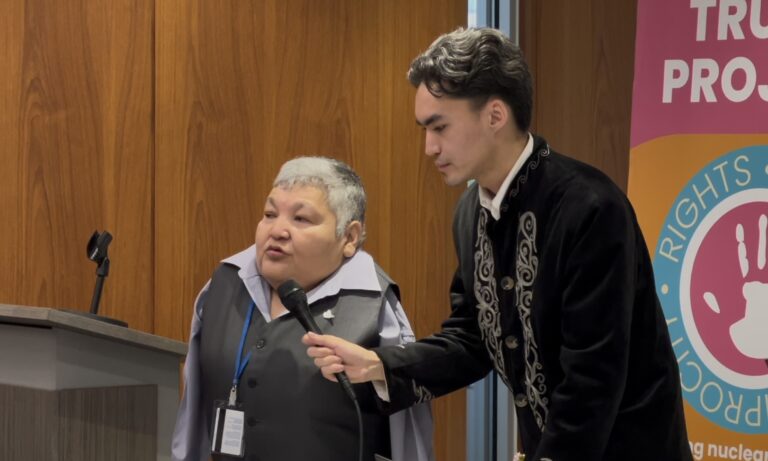 rom left to right: Karipbek Kuyukov, a Kazakh painter, global anti-nuclear activist, and Kazakhstan’s Goodwill Ambassador and Yerdaulet Rakhmatulla, QNFC co-founder. Photo credit: Nagima Abuova / The Astana Times